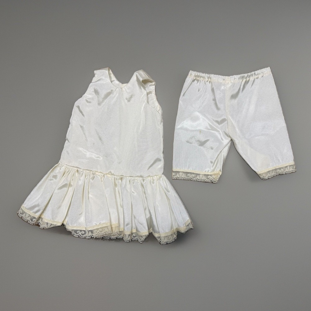 White Satin Doll Slip Bloomers Set 18" 20" Antique Reproduction Pantalettes